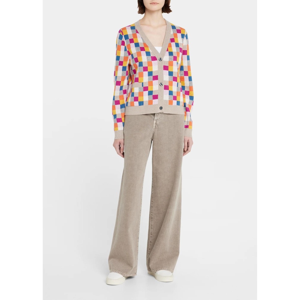 KULE Anthropologie Women The Checkerboard Cardigan Multicolor Wool Cashmere Sz S